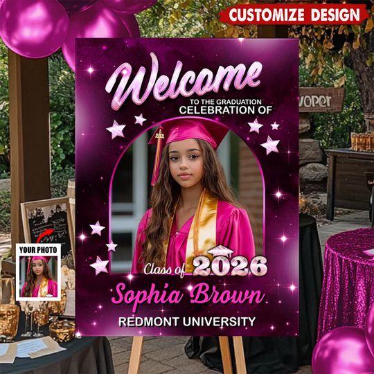 Class Of 2026 Party - Personalized Graduation Welcome Sign - Custom Photo Welcome Sign