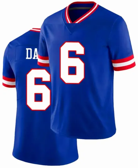 Discover 2025 NEW Stitched Jaxson Dart #6 New York Giants Blue Custom Jersey 3XL