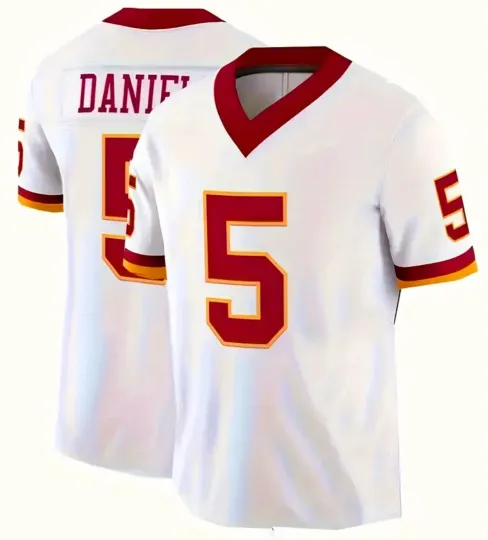 Discover 2025 NEW Stitched Jayden Daniels #5 White Custom Jersey XXL-Washington Commander