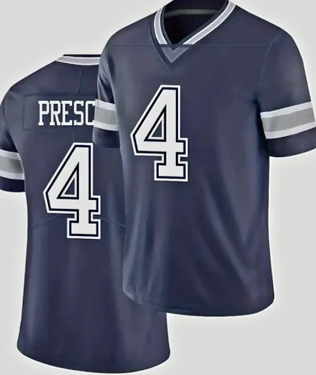 Discover 2025 NEW Stitched Dak Prescott #4 Dallas Cowboys Dark Blue Custom Jersey XXL