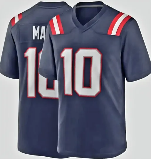Discover 2026 NEW PRINTED Drake Maye #10 New England Patriots Blue Custom Jersey XL
