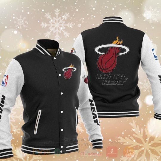 Discover Miami Heats Black White Baseball Jacket