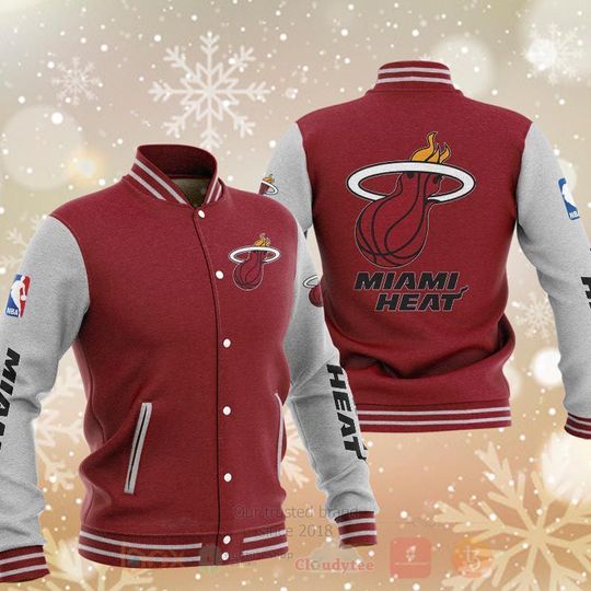 Discover Miami Heat Red Gray Baseball Jacket