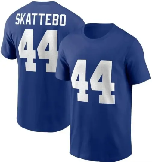 Discover 2026 NEW Print Cam Skattebo #44 New York Giants Blue Custom Jersey Shirt 2XL