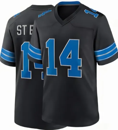 Discover 2025 Stitched(TEAM ON FRONT) Armon-Ra St.Brown #14 Lions Black Custom Jersey XXL