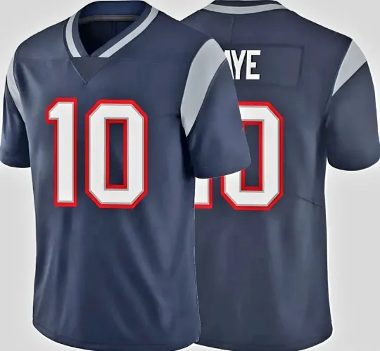 Drake Maye #10 New England Patriots Blue Custom Jersey