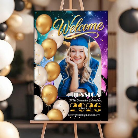 Discover Welcome To Graduation Celebration Custom Party Welcome Sign - Personalized Graduation Decoration