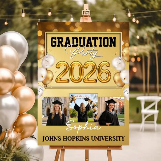 Graduation Party 2026 Custom Party Welcome Sign-Custom Photos And Texts Grad Party Sign