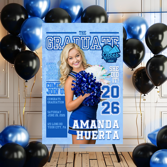 Discover Cheerleading Class Of 2026 Welcome Sign - Personalized Custom Photo Grad Party Sign