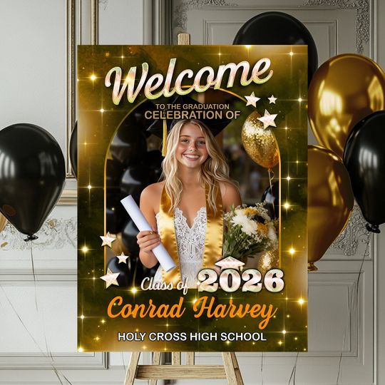 Discover Star Styles Class Of 2026 - Graduation Party Welcome Sign - Custom Photo Grad Party Sign - Personalized Graduation Decoration
