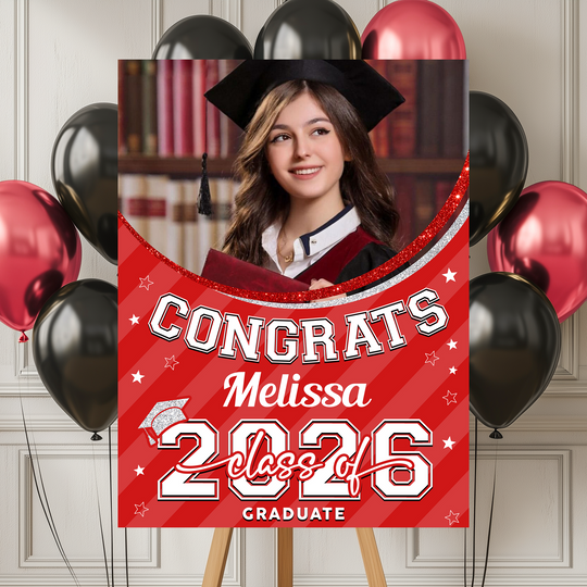 Discover Class Of 2026 Welcome Sign - Personalized Custom Photo Grad Party Sign