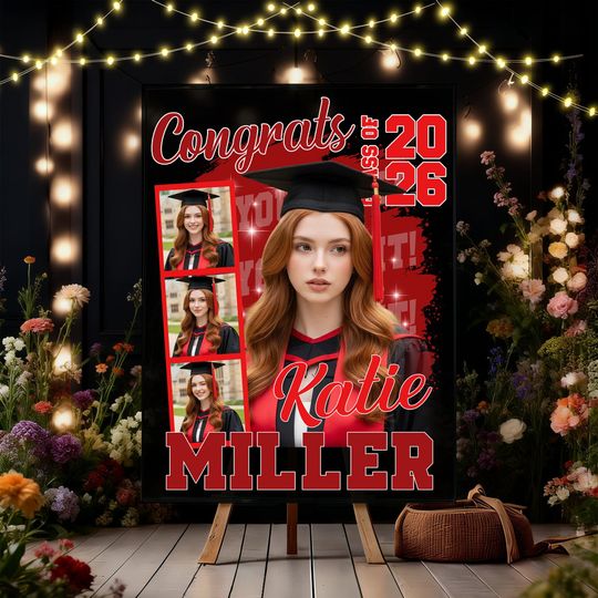 Discover Congrats 2026 Graduation - Personalized Graduation Welcome Sign - Custom Celebration Canvas Poster