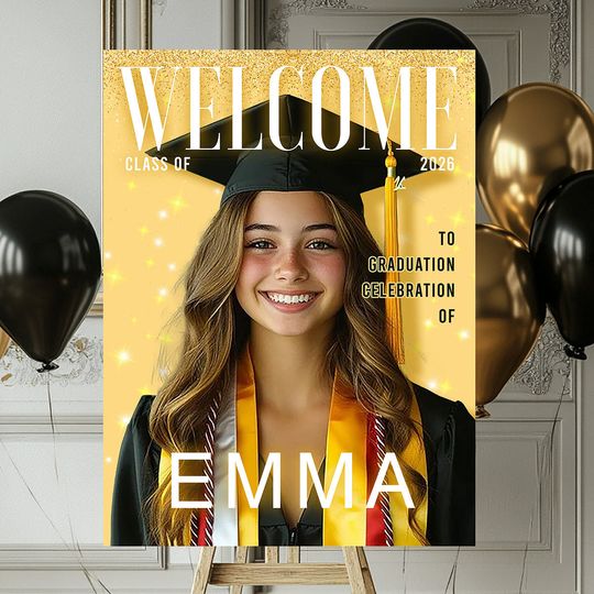 Discover Custom Photo Graduation Welcome Sign - Personalized Magazine Graduation Gifts