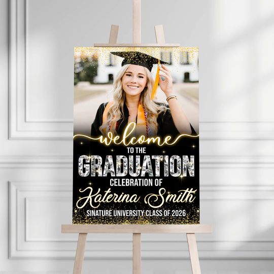 Discover Custom Photo Grad Party Sign - Personalized Graduation Decoration