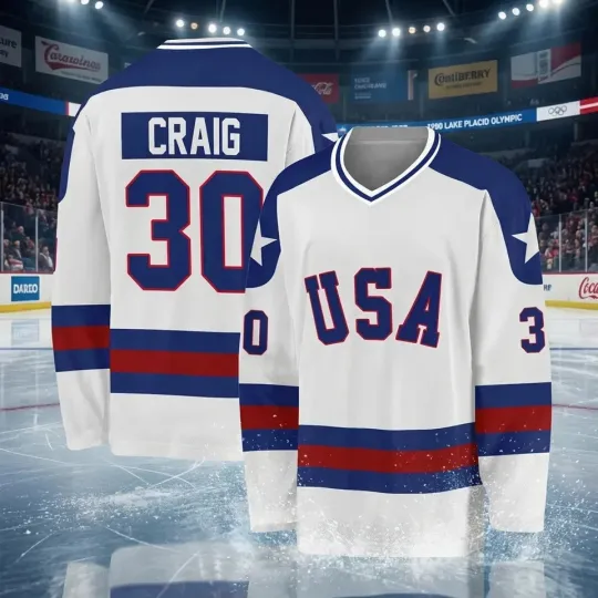 Discover Jim Craig #30 Miracle 1980 USA Olympic Hockey Jersey
