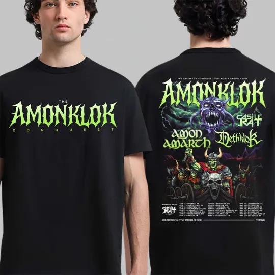 Amonklok Conquest Tour NA 2026 With Castle Rat Amon Amarth And Dethklok T-Shirt