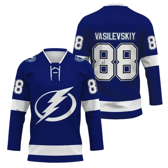 Discover Andrei Vasilevskiy Autographed Tampa Bay Lightning Blue Hockey Jersey