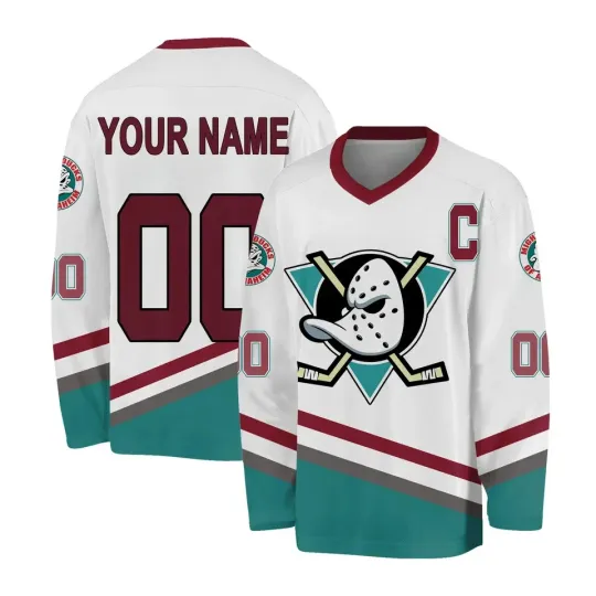 Discover Custom D2 Mighty Ducks Movie White Ice Hockey Jersey