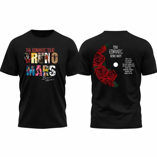 Discover Bruno Mars The Romantic Tour 2026 Unisex Shirt