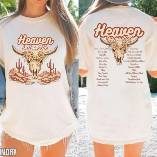 Discover Zach Bryan Heaven Tour 2026 Desert Boho Style Skull Unisex T-Shirt