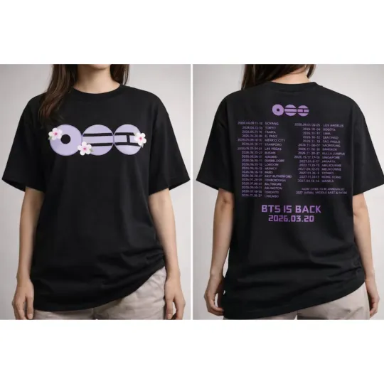 BTS 2026 Tour Dates Shirt Back Print Kpop Streetwear Concert Fan Tee