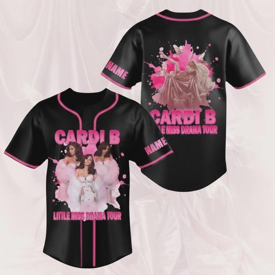 Cardi B Little Miss Drama Tour Baseball Jersey, Hip Hop Concert Fan Apparel