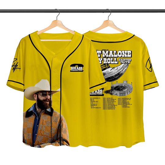 Discover Post Malone Jelly Roll Stadium Tour Baseball Jersey, Country Music Concert Merch