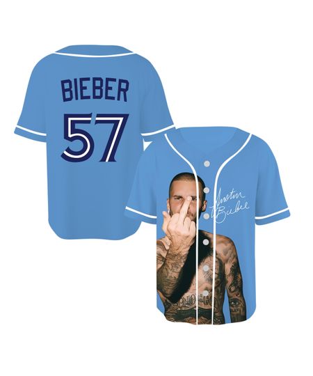 Discover Justin Bieber 57 Print Baseball Jersey