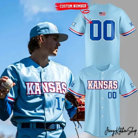 Discover Custom Kansas Powder Blue Uniform 2026 Jersey Shirt Gift For Baseball Fan