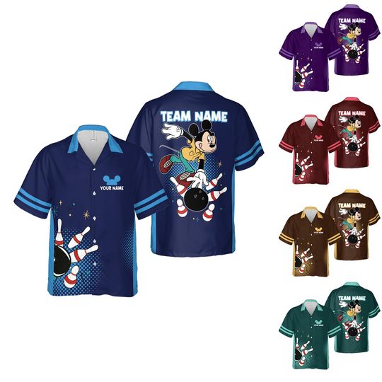 Discover Mickey Bowling Hawaiian Shirt, Custom Team Name Bowling Shirt, Disney Bowling Shirt, Personalized Gift for Bowler, Funny Bowling Shirt