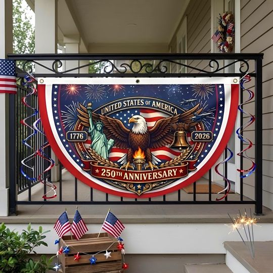 USA 250 Years Anniversary Fan Flag, 1776-2026 Patriotic Eagle Outdoor Banner, Freedom, July 4th, 250th Semiquincentennial