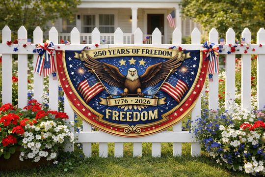 USA 250th Birthday Fan Flag, 4th of July 250th Anniversary USA Outdoor Banner, 1776-2026 Decor, Patriotic Gift, Patriotic Fan Flag