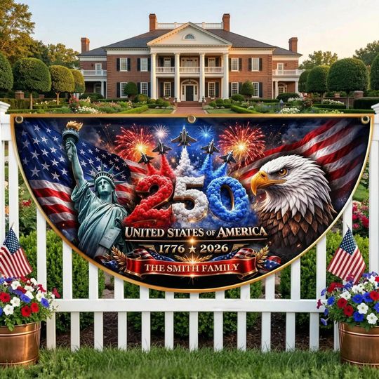 Custom Non-Pleated Fan Flag - Personalized America 250th Anniversary Gift For Mom, Dad, Brother, Sister, Kids - Welcome To Our American Home