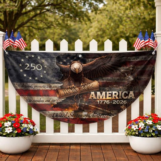 USA 250 Years of Freedom Fan Flag, 250th Anniversary Fence Flag, Independence Day Decor, Fourth of July Gift, Semiquincentennial Patriotic