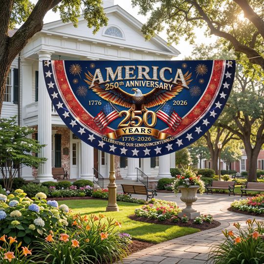 USA 250th Anniversary Banner 1776-2026, Patriotic Eagle Flag, Custom Name Bunting, 250 Years of Independence Day Decor American Garden Flags