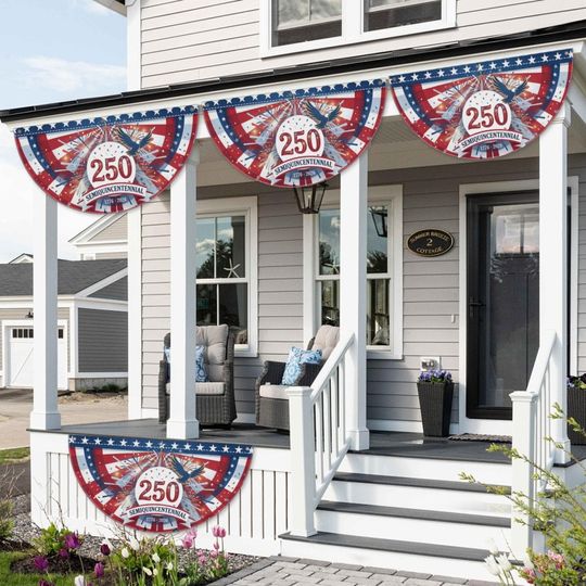 250 Semiquincentennial Patriotic Bunting Flag  17762026 Porch Swag Fan Flag  America 250th Anniversary 4th of July Outdoor Decor