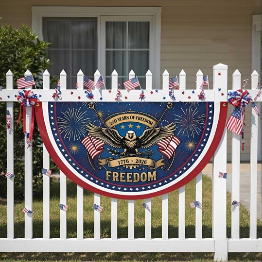 USA 250th Anniversary Fan Flag: Semiquincentennial 1776-2026 Patriotic Eagle Outdoor Banner, 250 Years Of Freedom, July 4th Independence Day