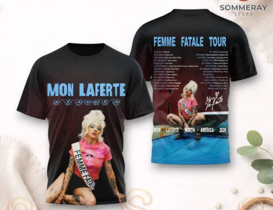 Discover Mon Laferte Femme Fatale Tour 2026 AOP T-Shirt