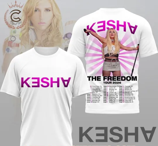Discover Kesha The Freedom Tour 2026 AOP T-Shirt