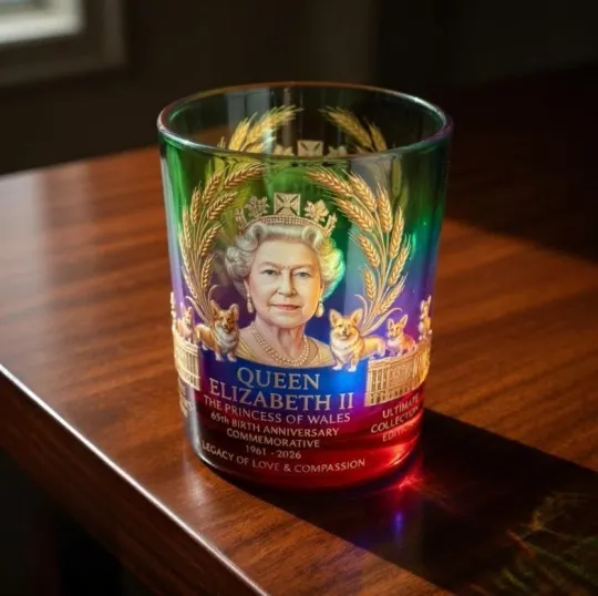 Discover Queen Elizabeth II The Princess of Wales 65th Birth Anniversary Whiskey Glass