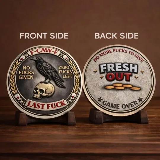 Discover Raven Skull Challenge Coin, Dark Humor Sarcastic Novelty Desk Piece