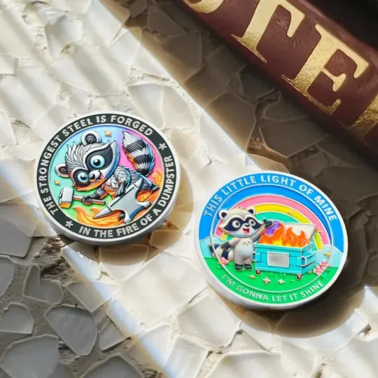 Discover Dumpster Fire Challenge Coin, Funny Motivational Gift for Coworker