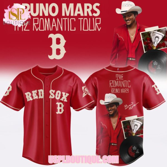Boston Red Sox x Bruno Mars Tour 2026 Red Jersey