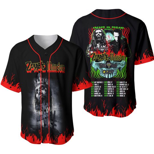 Rob Zombie x Marilyn Manson Freaks On Parade Tour 2026 Schedule Baseball Jersey