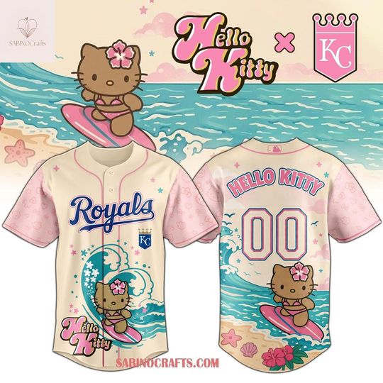 Kansas City Royals x Hello Kitty Summer Surfing Day 2026 Custom Number Baseball Jersey