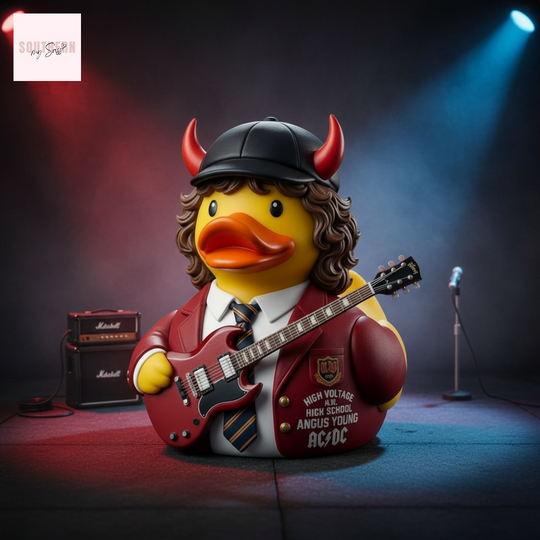 AC0C Angus Young High Voltage Devil Horns Rubber Duck