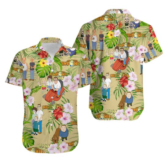 King of the Hill Hawaiian Shirt, Hank & Bobby Hill Shirt, Cartoon Dad Gift