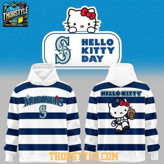 Seattle Mariners x Hello Kitty 2026 Retro Night Striped Hoodie