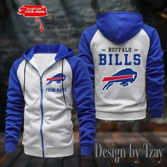 Buffalo Bills Raglan Zip Hoodie, Football Lover Gift, Game Day