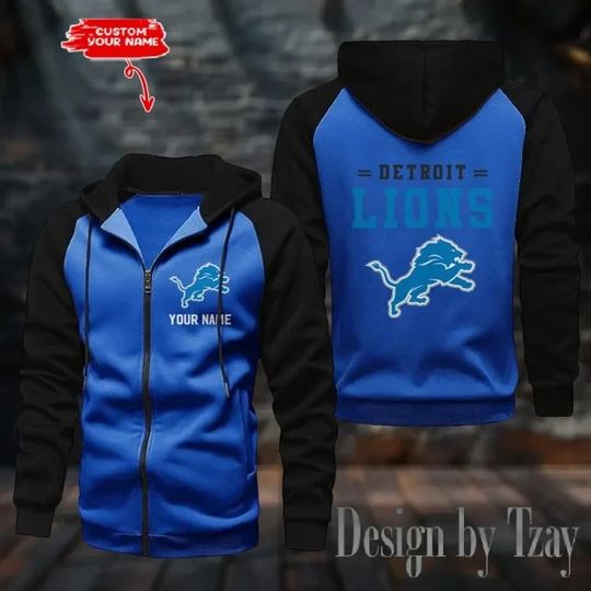 Detroit Lions Raglan Zip Hoodie, Football Lover Gift, Game Day